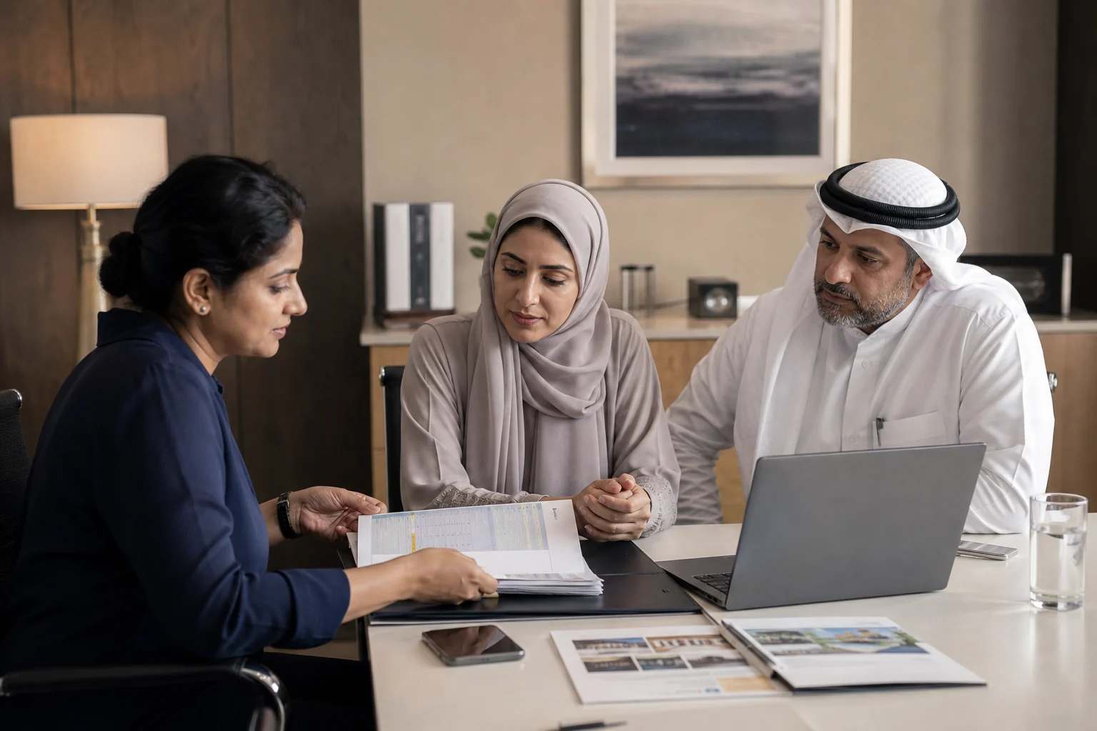 منسقة تراجع الترتيبات العملية لرحلة الرعاية الصحية مع مريض وعائلته